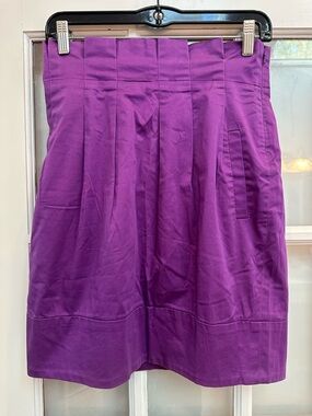 Vintage BCBGMAXAZRIA Y2K Chic Party Purple Pleated A-Line Mini Skirt Size 2